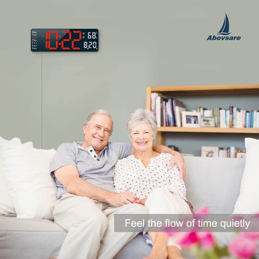 Large Digital Wall Alarm Clock with Remote Control Date Temperature Week