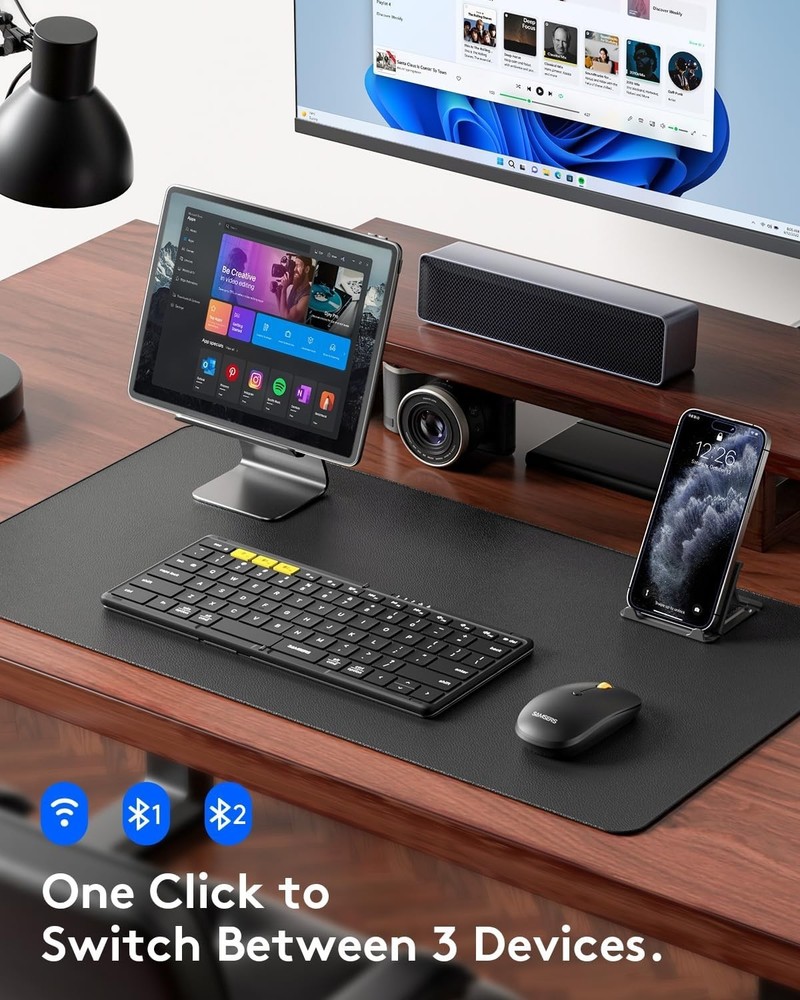 Foldable Keyboard and Mouse, Samsers KM08 Folding Bluetooth Keyboard Mouse Combo