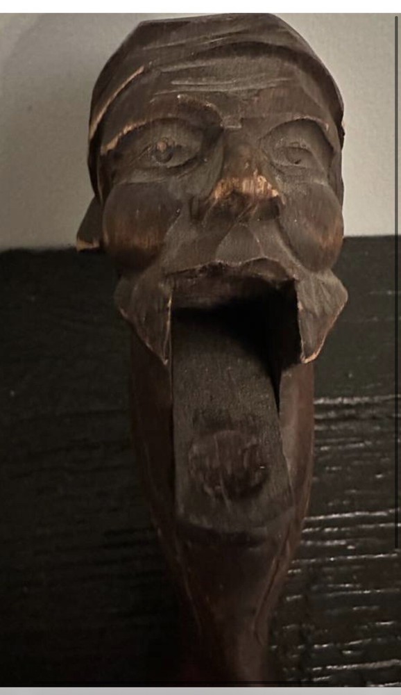 Older pirate head nut cracker solid wood hand done