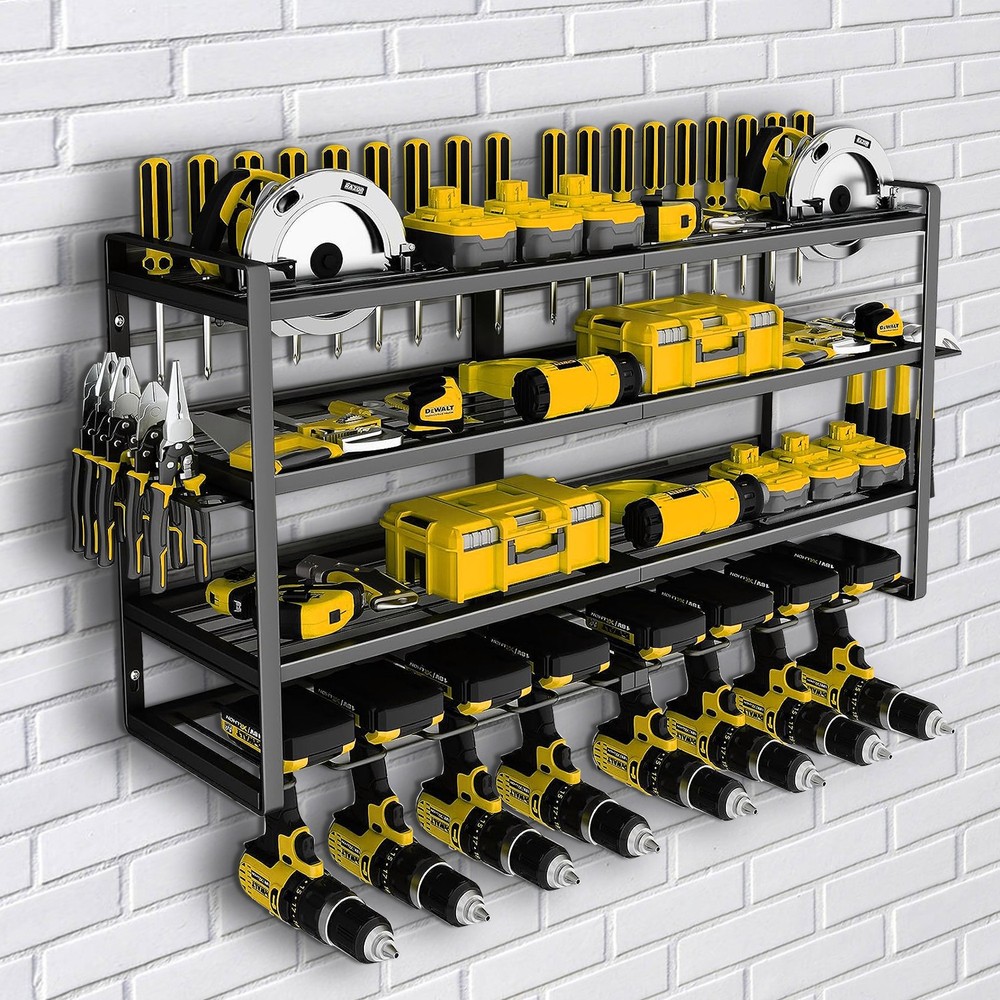 XXXL 4 Layer Power Tool Organizer 8 Drill Storage Rack Cordless Tool Rack Holder