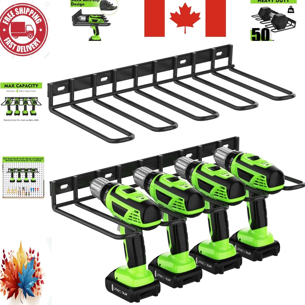 2 Pack Heavy-Duty Drill Holder Wall Mount – Space-Saving Power Tool Organizer