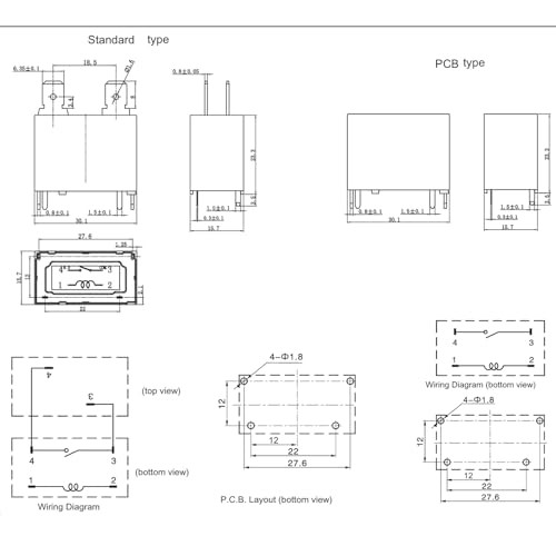 SFK-112DM Relay (Pack of 2) - 12VDC 20A 250VAC 4Pins Air Conditioner Water
