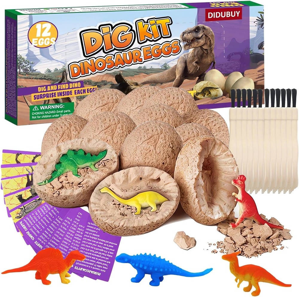 Dino Eggs Dig Kit, 12 Pack Dinosaur Eggs Excavation Science Experiments Kits ...