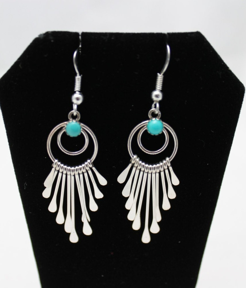 Sterling Silver Circle and Dangle Earrings