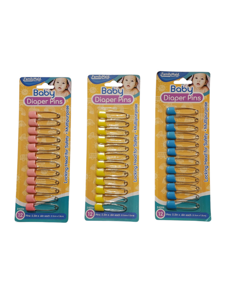 Baby Diaper Pins Safety Pin Lock Cloth Changing Locking Clip 12-Pack