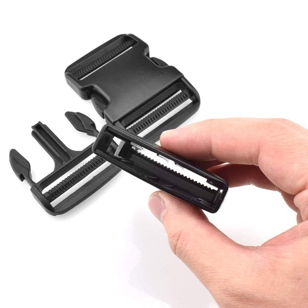 6 Pack 2 Inch Flat Dual Adjustable Plastic Side Release 2inch, Black