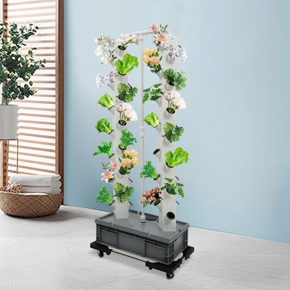 Vertical 56-Pots Hydroponics Tower Set Hydroponic Growing System Home Gardening