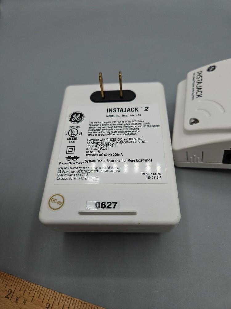 GE Instajack 2 Base and Extension Unit 86597 Wireless Phone Jack System