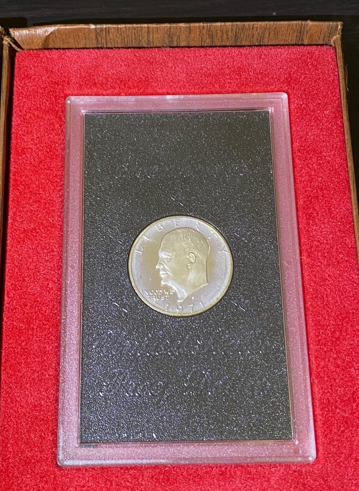 1971 S Silver Proof Eisenhower Ike Dollar Brown Box - OGP
