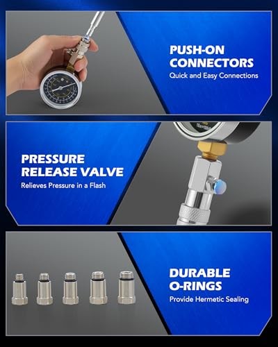 Engine Compression Tester Kit, 11 pc Cylinder Compression Tester Advanced Set