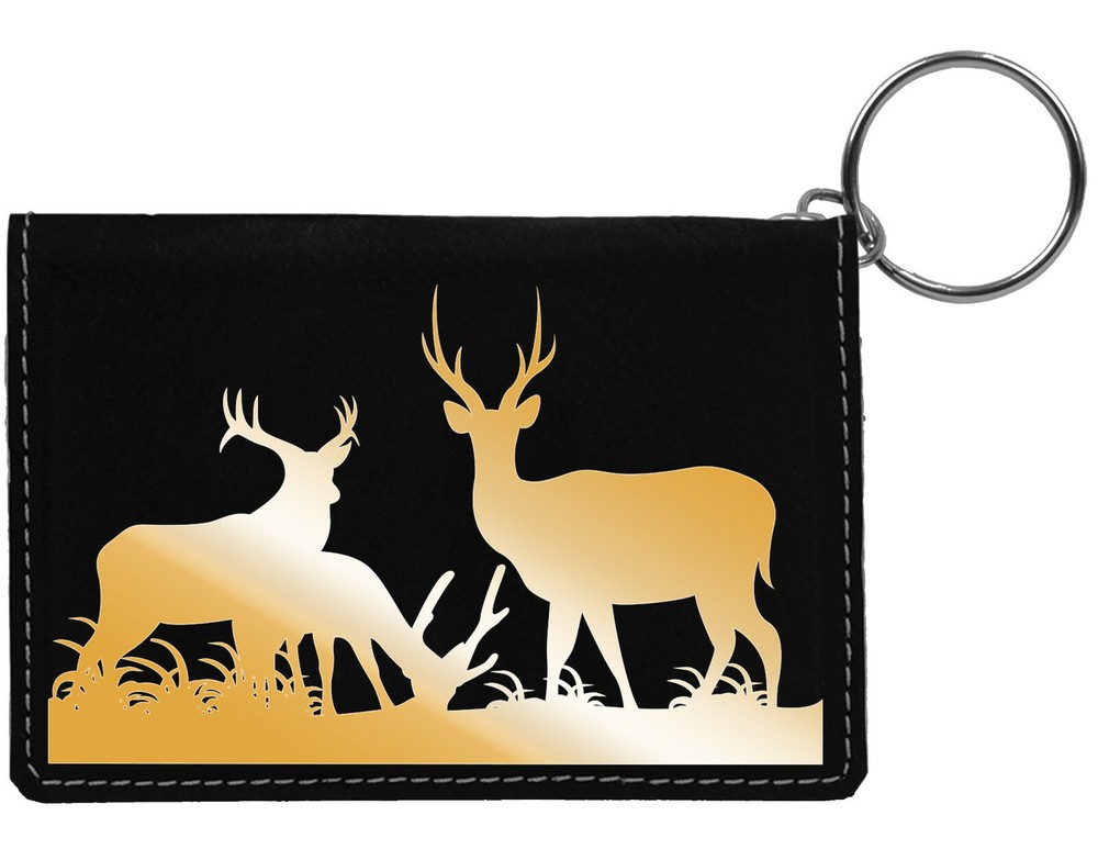 Grazing Deer Laser Engraved Leatherette Keychain Wallet