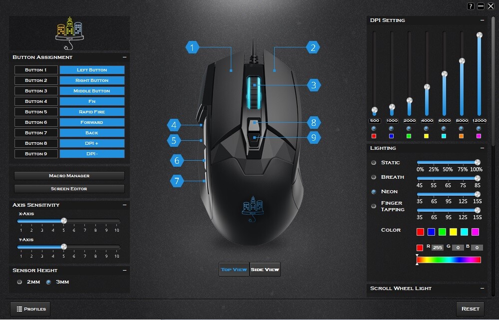 MOJO Pro Performance Silent Gaming Mouse - Wired Customizable Gaming Mouse