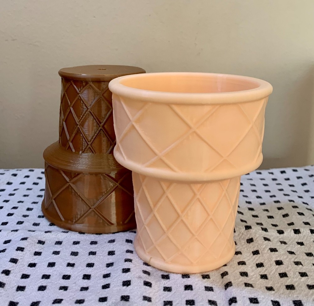 Cake Cone Plain or Chocolate 3D Printed Succulent Planter Ice Cream Cone Pot