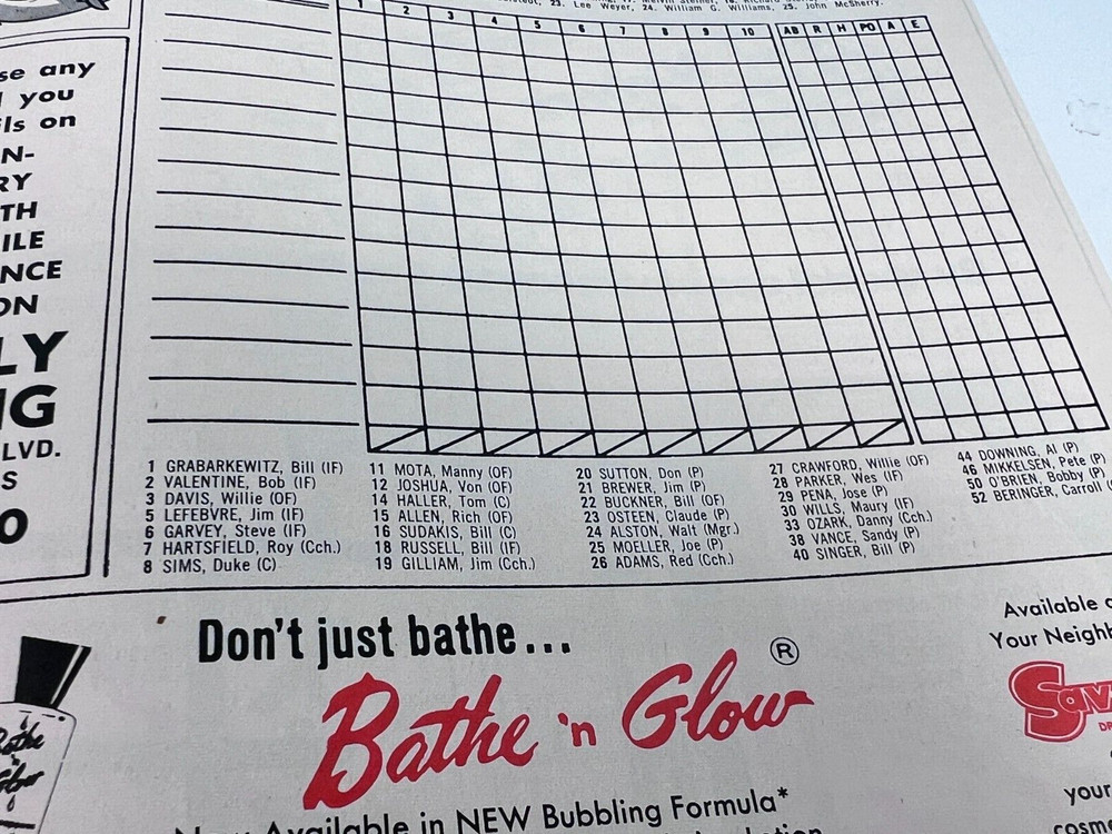 🔥1971 Los Angeles Dodgers Baseball Program vs Giants Unscored HIGH GRADE🔥