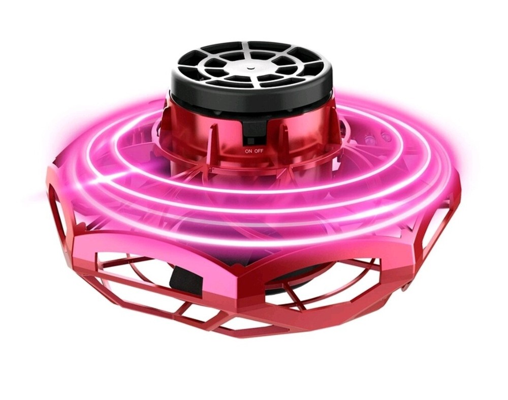Hyper Toy Cyber Spin Motorized Mini 3'' Red Flying Disc with LED Light 360° Spin