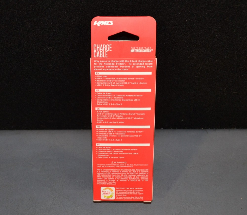 KMD Nintendo Switch Charge Cable *NEW OPEN BOX*