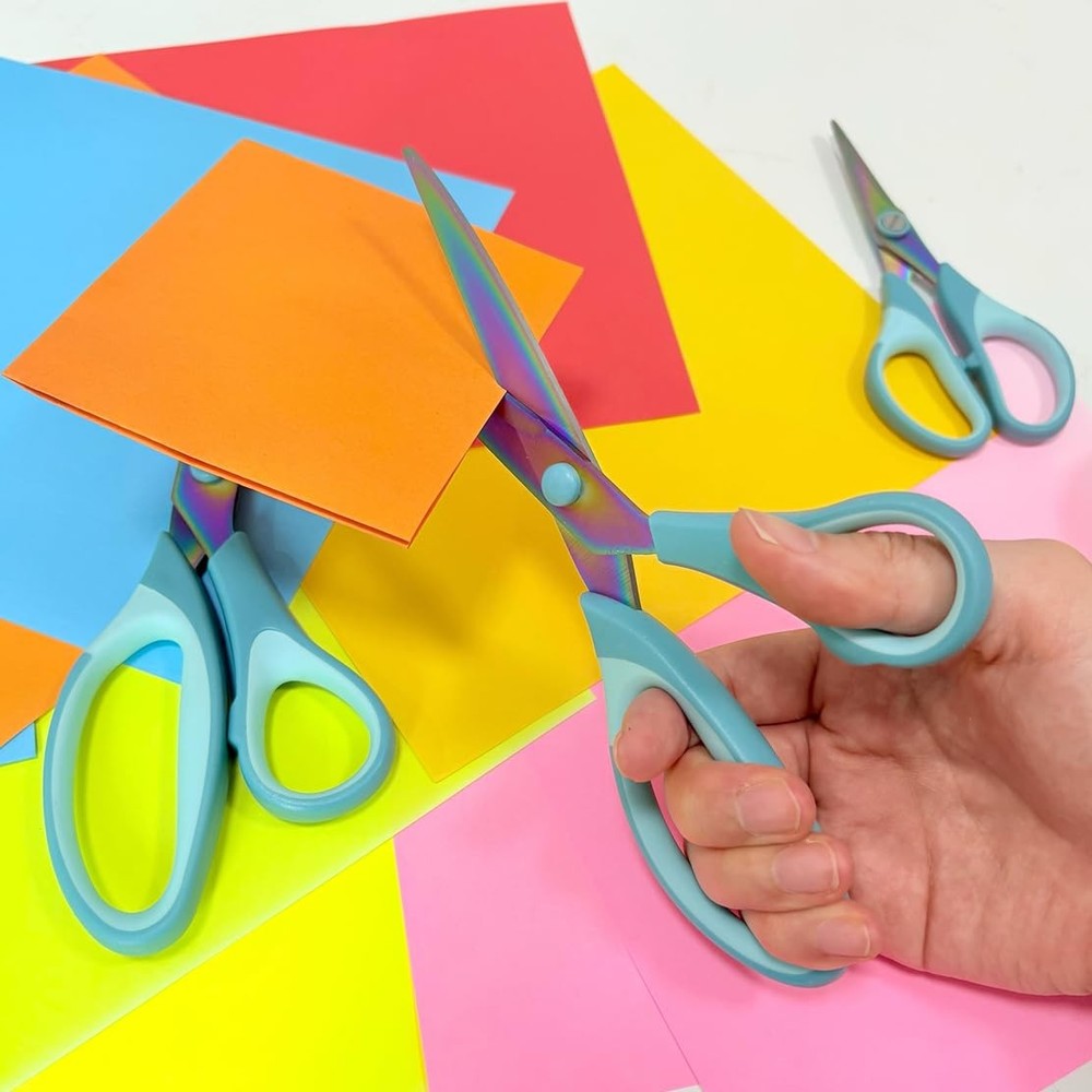 Craft Scissors 3 Pack All Purpose Sharp Titanium Blades Shears Blue Handle