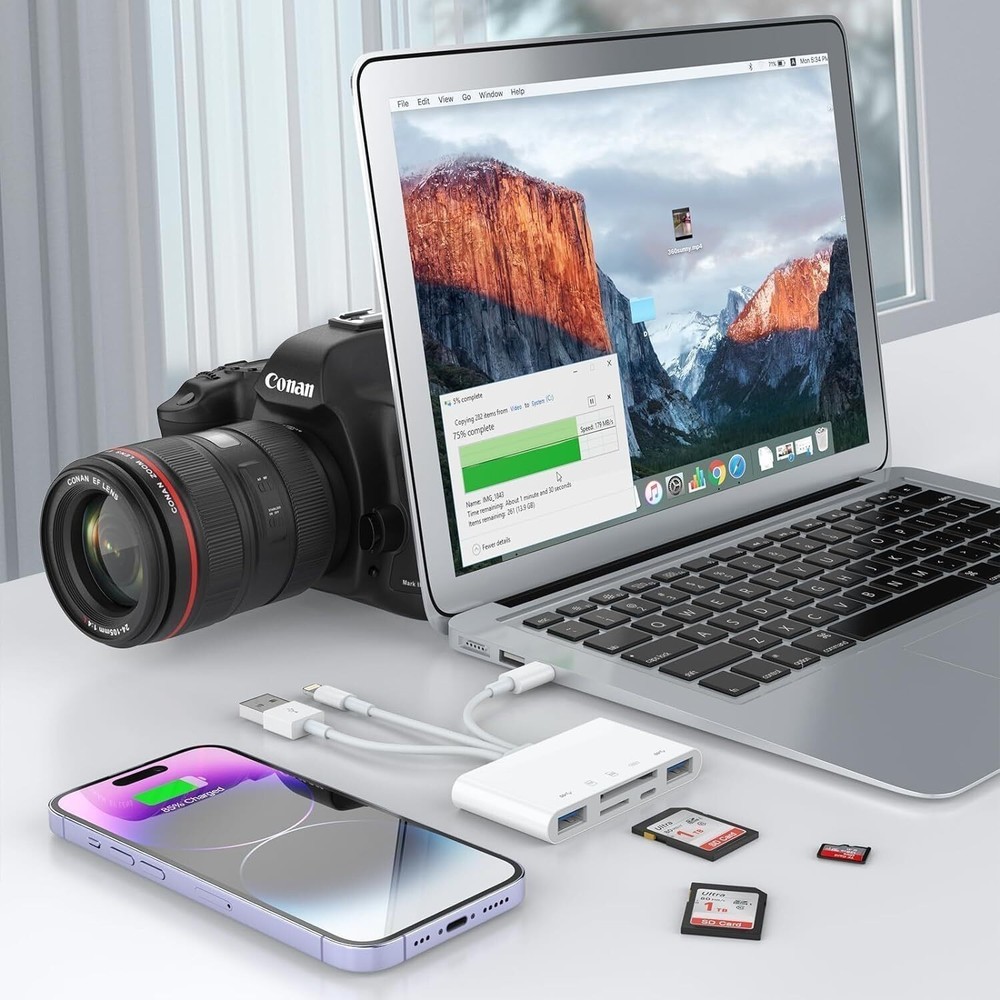 5 in 1 Micro SD/TF USB3.0 Slot Memory Card Reader for iPhone iPad Camera Adapter