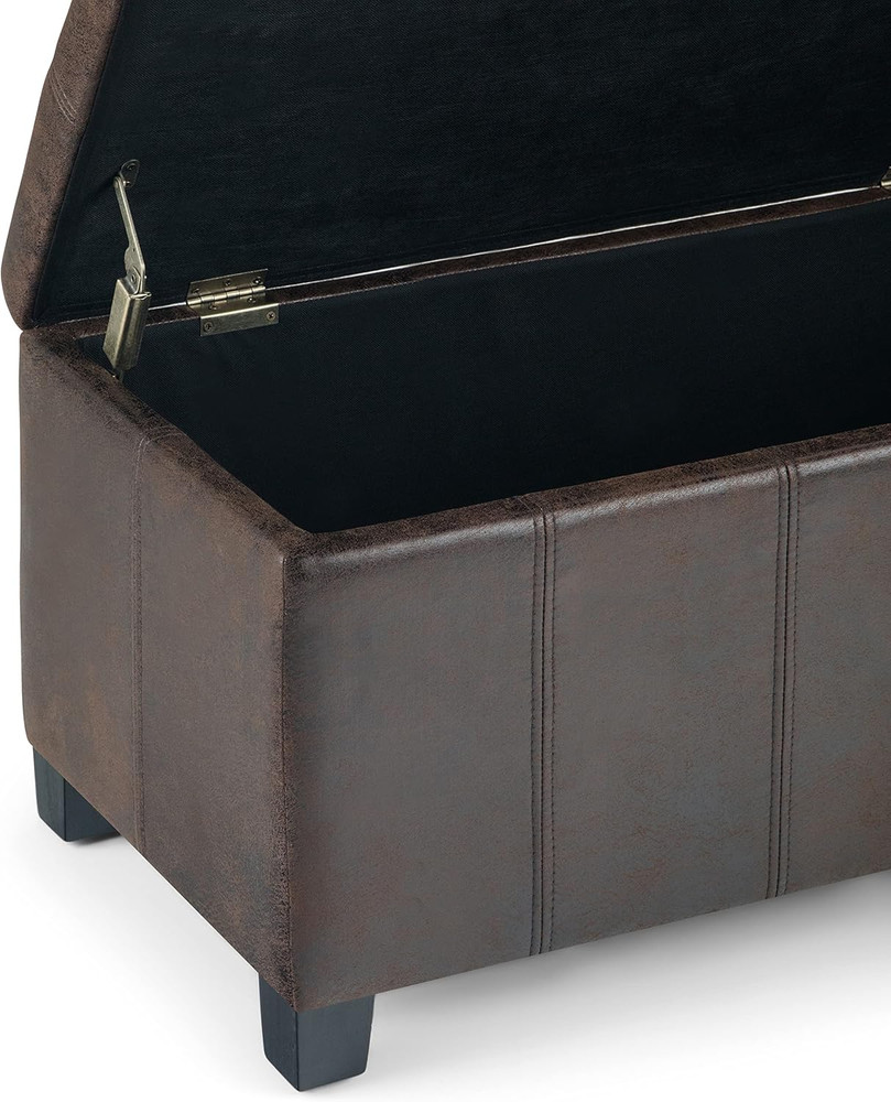 Dover Storage Ottoman Bench - 36 Inch Wide Upholstered Vegan Leather Rectangular