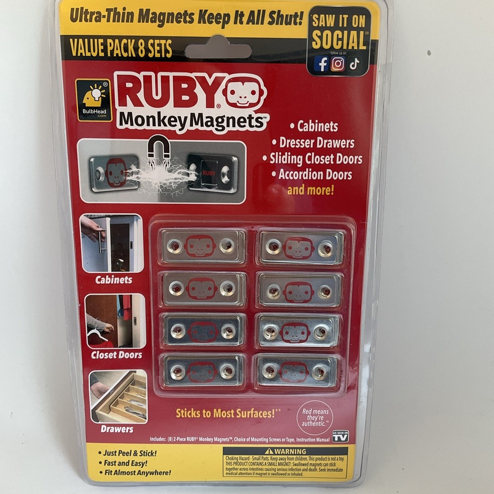 Ruby Monkey Magnets Ultra-Thin Magnetic Plates Keep It All Shut, As seen on TV
