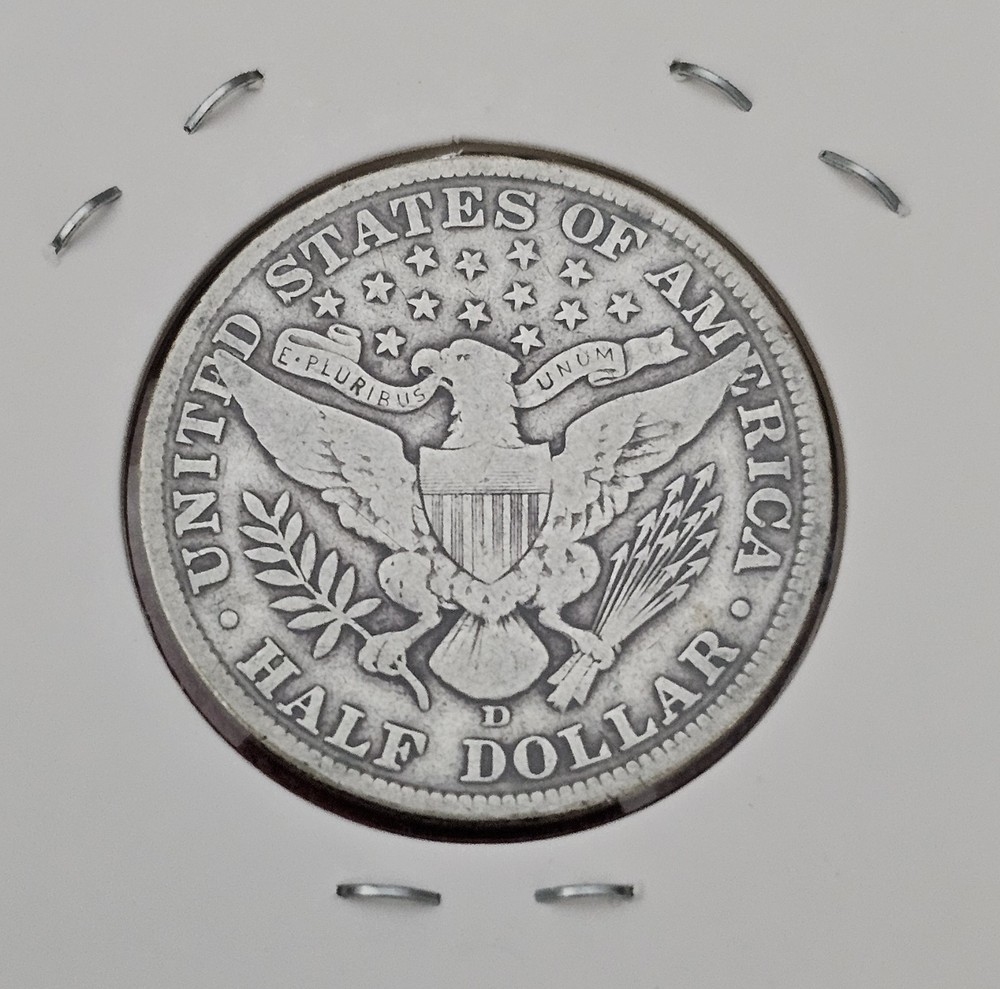 1907-D Silver Barber Half Dollar VF Condition
