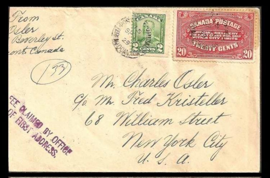 Canada #E2 Special Delivery Scroll combo 1929, Dorset Ontario