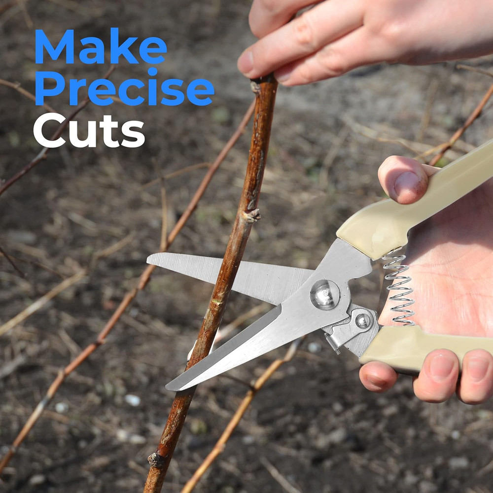 Gardening Hand Pruner, Pruning Shear with Straight Stainless Precision-Sharpened