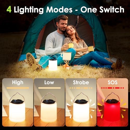 LED Camping Lantern, Rechargeable Camping Light, 4 Modes Outdoor Black