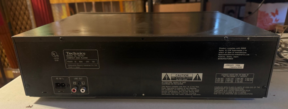 TECHNICS 5-DISC COMPACT DISC CHANGER PLAYER MODEL SL-PD787 MASH WORKS