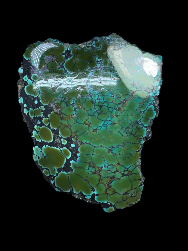 Hubei turquoise stabilized great multi color polychrome solid spiderweb nugget