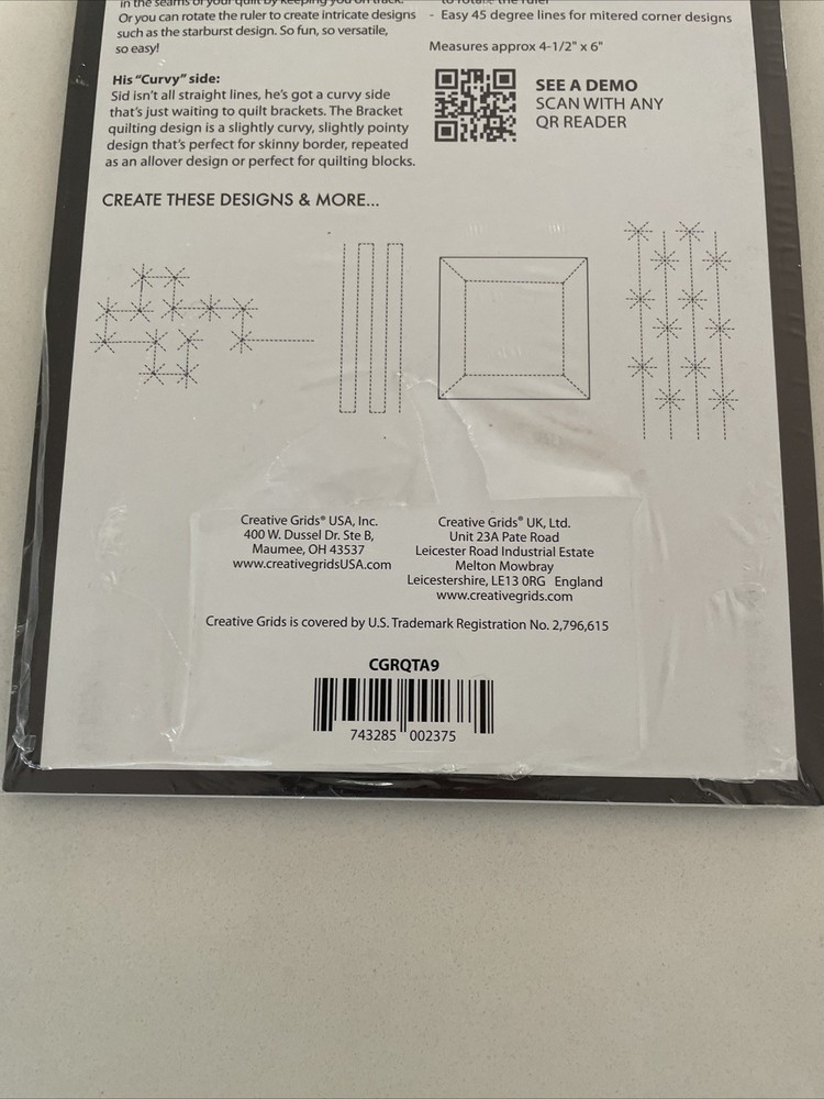 Genuine Creative Grids Non-Slip Machine Quilting Tool - Sid By Angela Walters