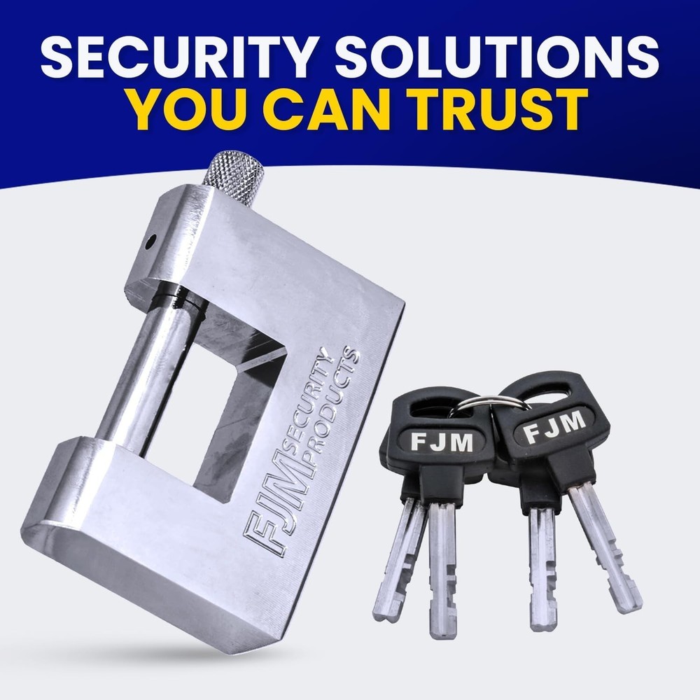 High Security D-Style Padlock, Chrome Finish, Keyed Alike