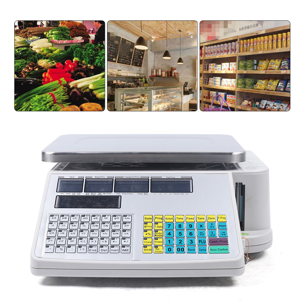 Commercial Digital Price Computing Scale With Label Barcode Printer 66 Lbs  110V