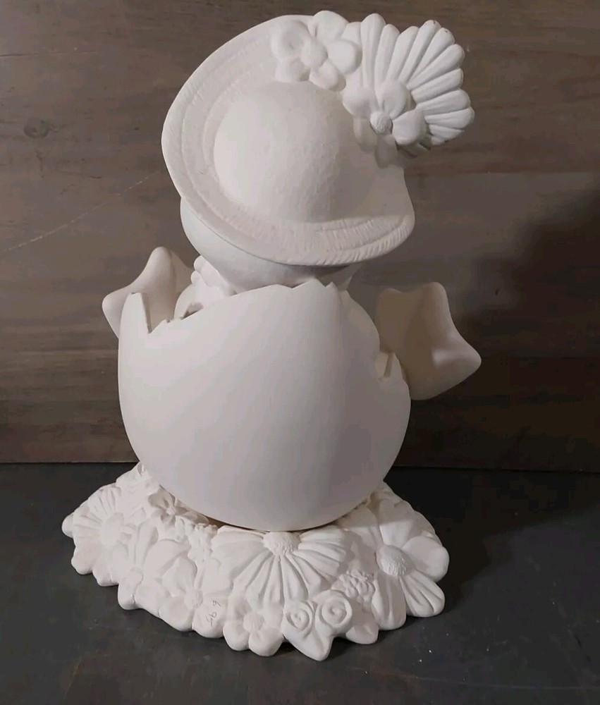 Ceramic Bisque Ready to Paint Duck Half Shell Flower Base Easter 3pc 9x11
