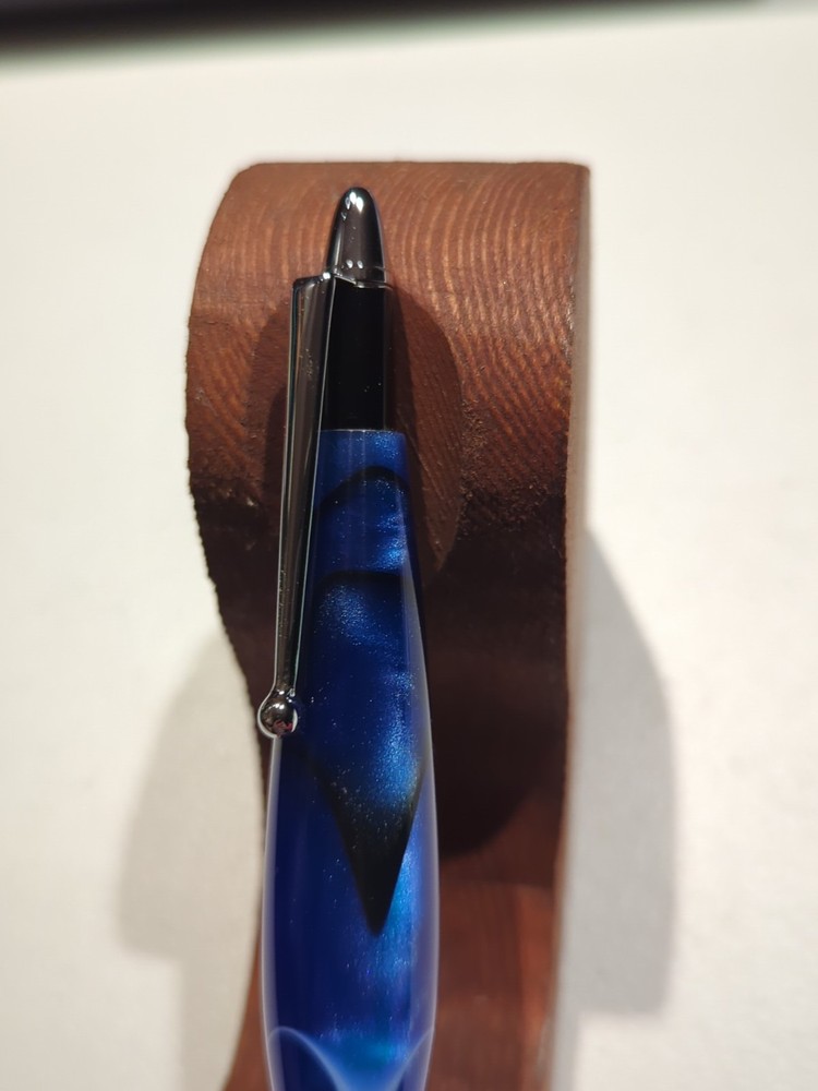 Handmade Acrylic Stylus Blue With Chrome Trim