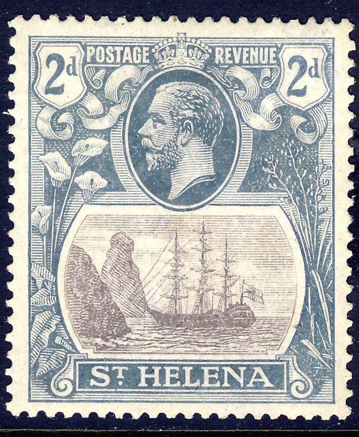 ST. HELENA King George V 1923 2d. Grey & Slate Wmk Mult Script CA SG 100 MINT