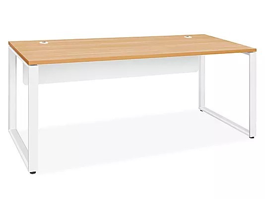 Rectangular Office Desk Table 6 ft Wide 72" x 30" Wood Top White Frame