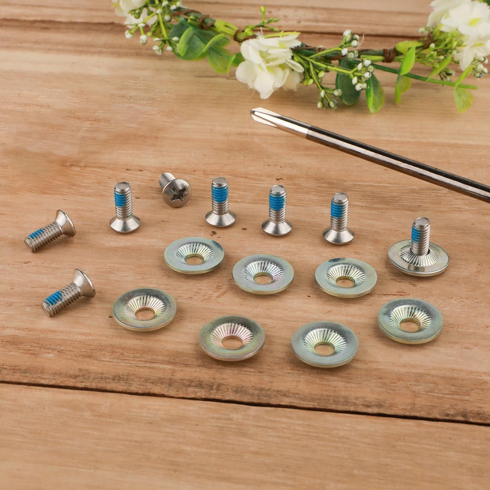 Snowboard Binding Screw Set, Stainless Steel Medium, silver, blue