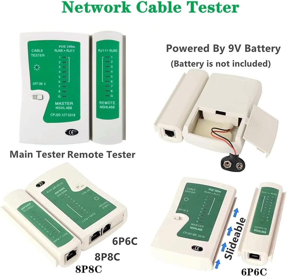 Portable Network Tool Kit with Crimping Tool & Cable Tester - 11 Essential Tools