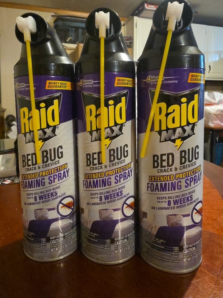 Raid Max Bed Bug Foaming Spray Crack Crevice 17.5 oz Extended Protection ( 3pc