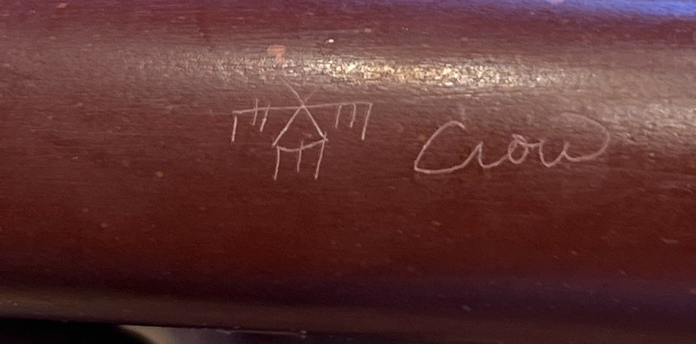 Catlinite Pipe signed "Crow" with symbol
