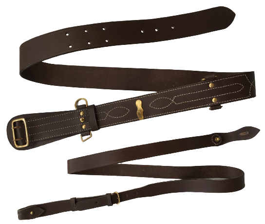 Sam Browne Belt With Shoulder Strap Dark Brown-120 cm