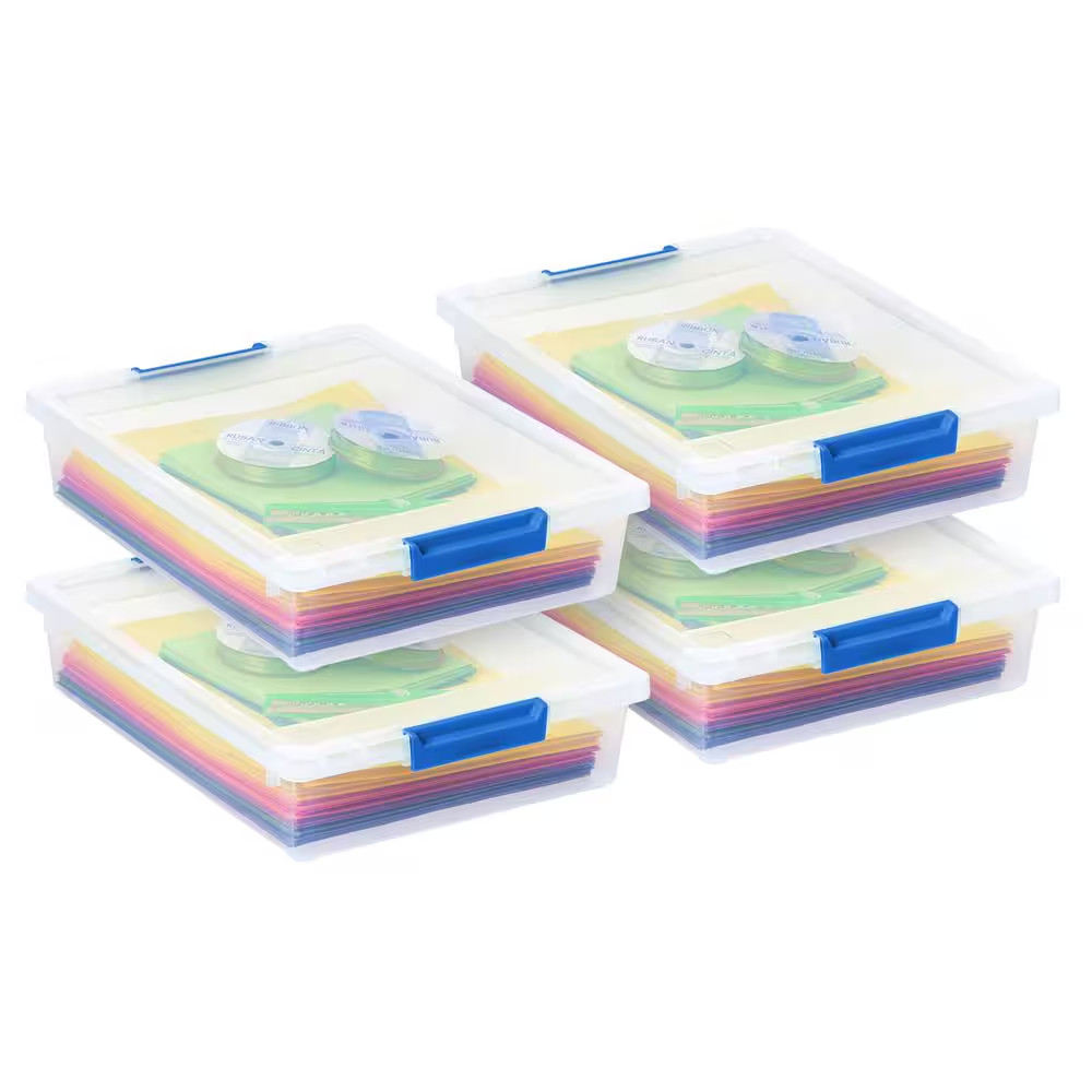 5.5 Qt. Plastic Storage Clip Box, Clear (4-Pack)