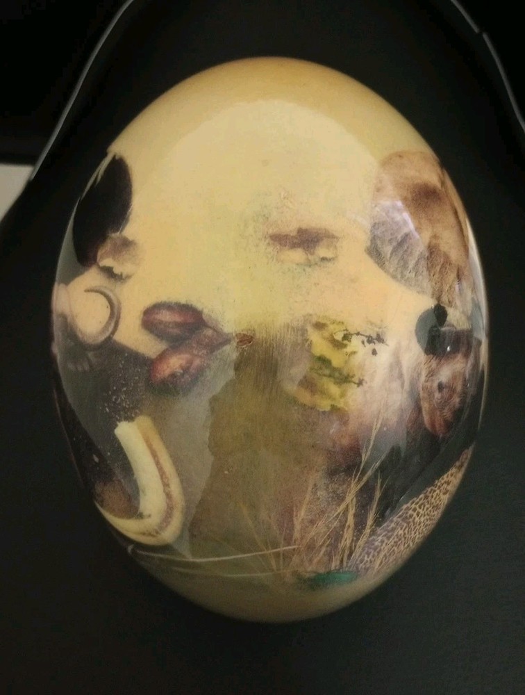African Big Five Decoupage Ostrich Egg Hand Painted