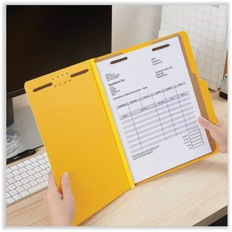 Pressboard Classification Folders, Letter, Six-Section, Yellow, 10/Box (10304)