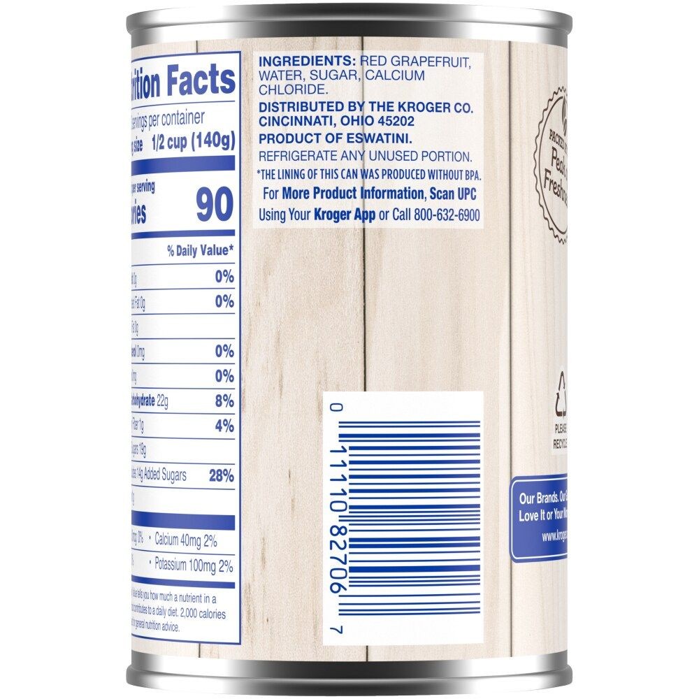 Kroger Canned Ruby Red Grapefruit Sections in Light Syrup 15 oz - Pack of 3