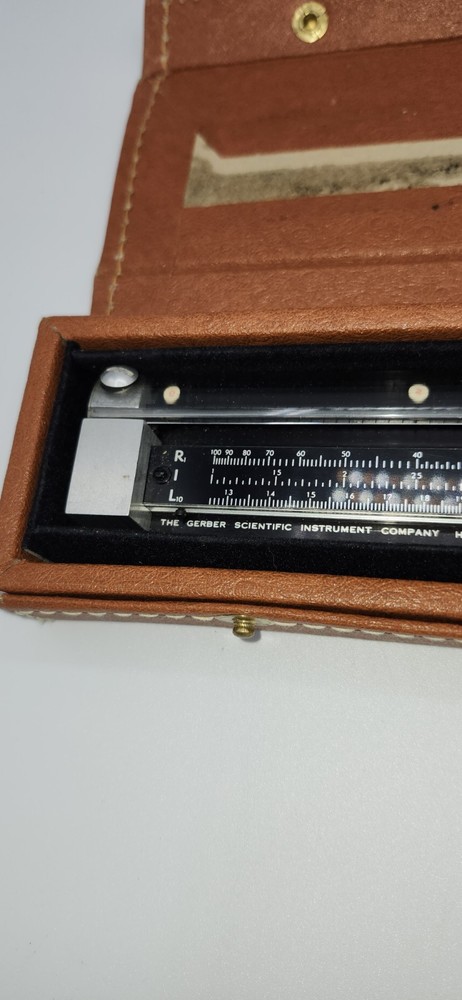 Vintage Gerber Variable Scale TP007100B Engineering Slide Rule & Leather Case