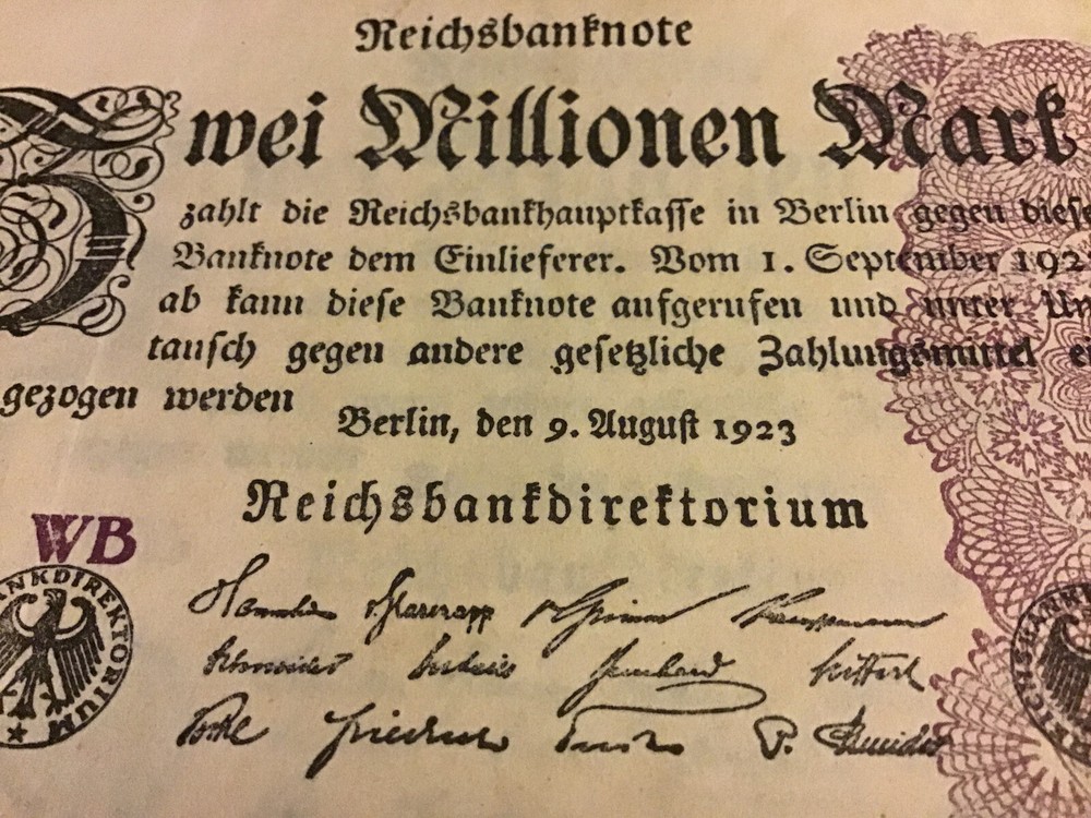 German Banknote 1/4 Bundle. 25 X 2 Million Mark. Dated 1923. Reichsbanknotes.