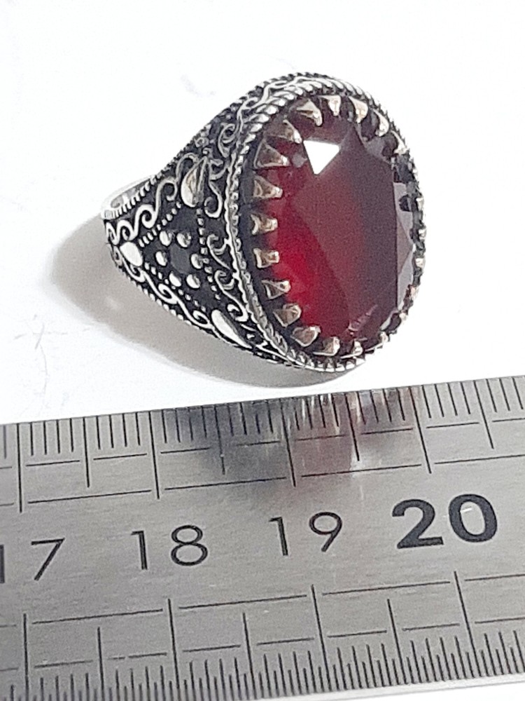 Men 925 Silver Ring Solitaire Ruby Spinel Ring Man Sterling $