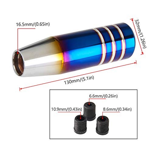 Aluminum Weighted Shift knobs, Universal Burnt Blue Long Shift knobs Silver